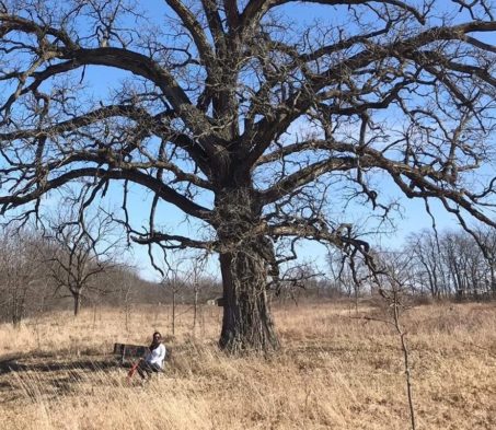 Cristina under tree